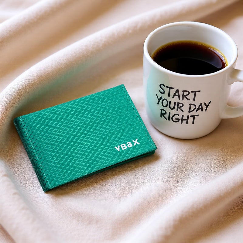 VBAX Minimalist RFID Blocking Slim Wallet for Men â€“ Waterproof Microfiber Front Pocket Bifold Card Holder â€“ Holds 10 Cards & Cash, Aurora Green Edition - Image 3